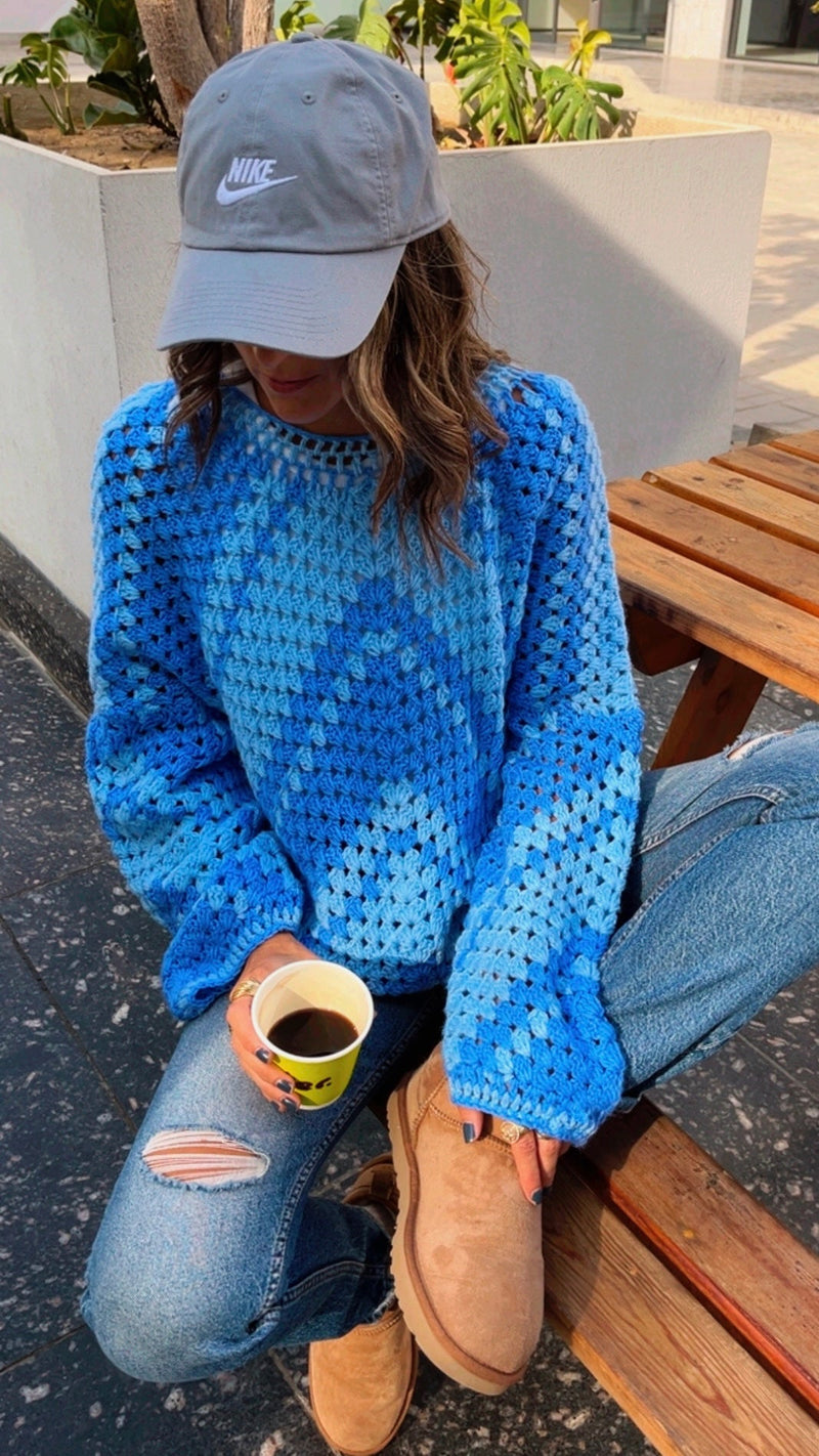 Blue Premium Handmade Oversize Pullover