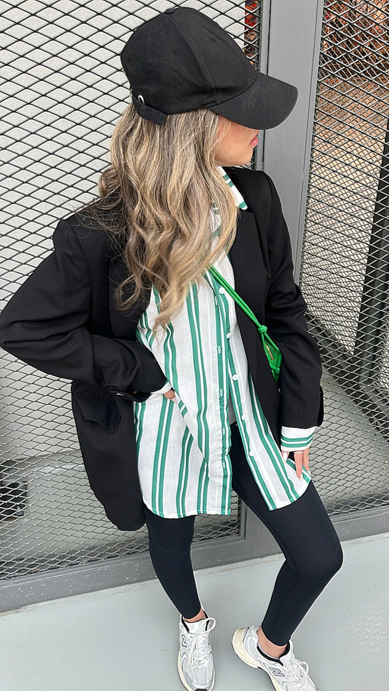 Green Candy Striper Shirt