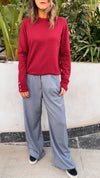 Burgundy Signature Crew Knit Sweater