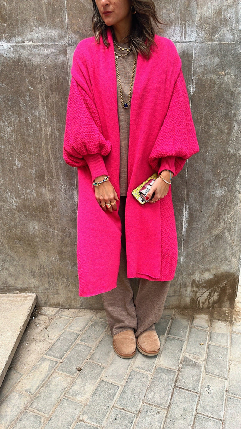 Fuchsia Heavy Shawl Knit Cardi