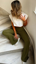 Olive Slim Flare Pants