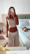 Beige Summer Flame Skirt Set