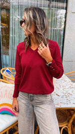 Burgundy Signature V Knit Sweater