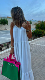 White Simple Style Tiered Dress