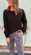 Black Cableknit Pullover