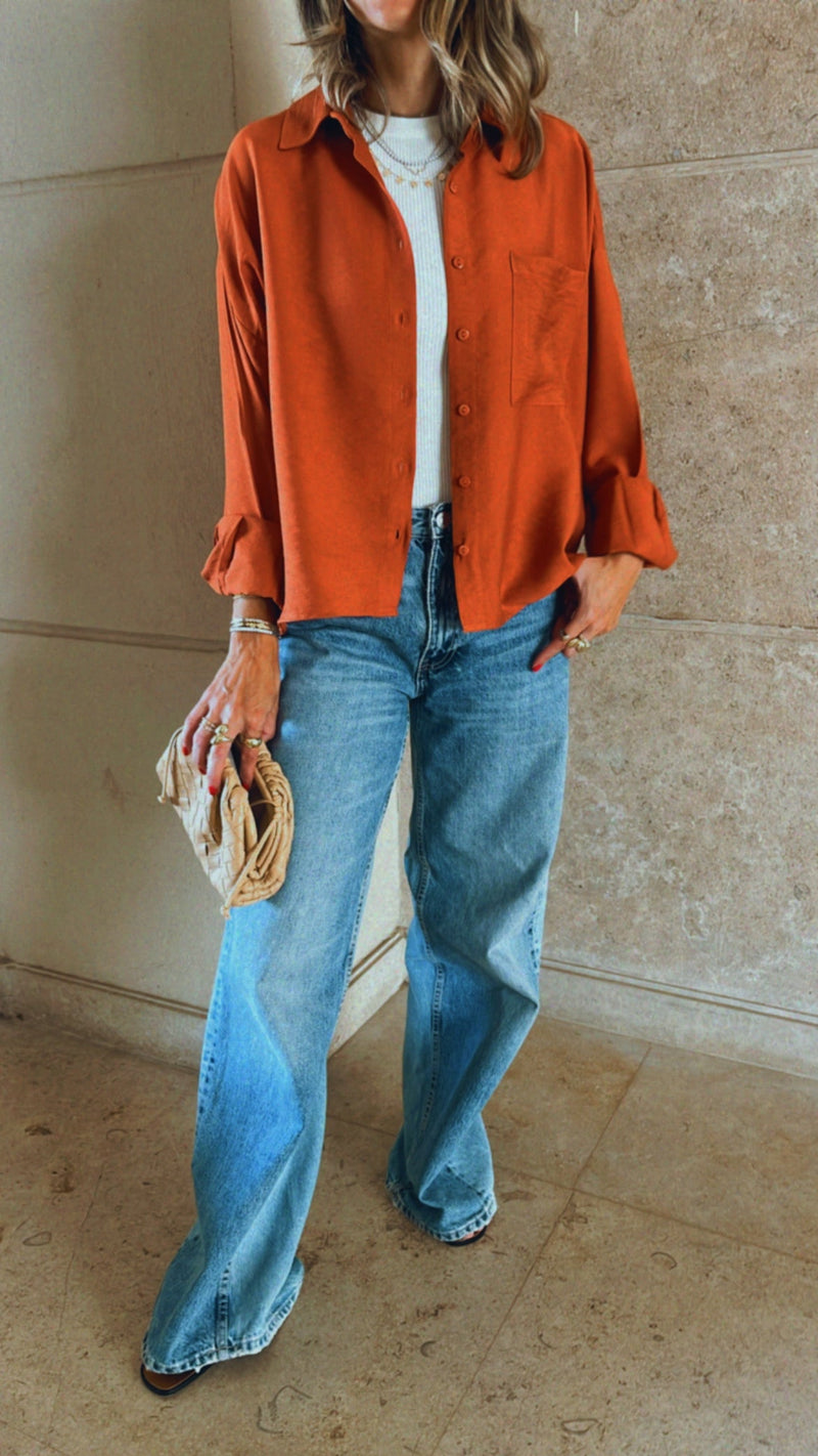 Rust Cropped & Breezy Shirt