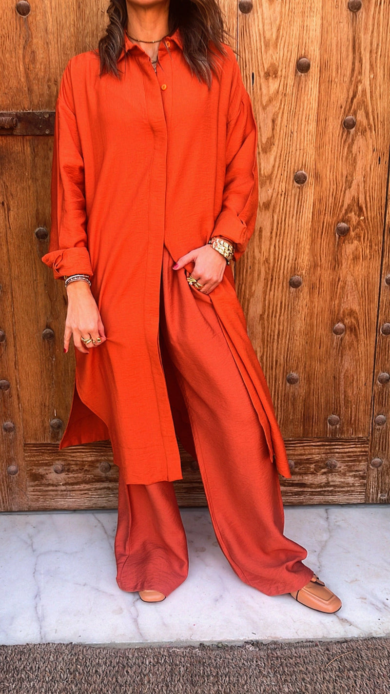 Rust Longline Shirt Set