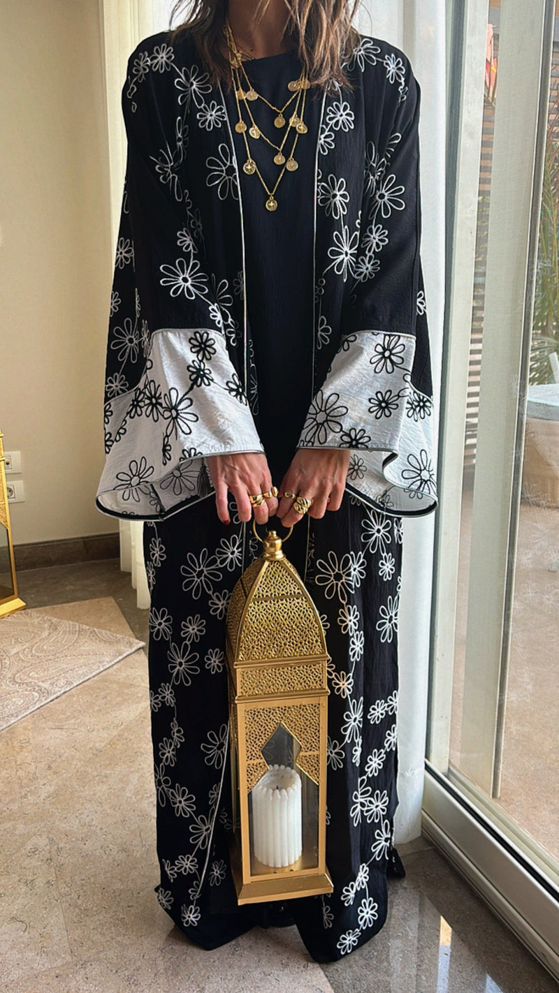 Black Embroidered Kimono