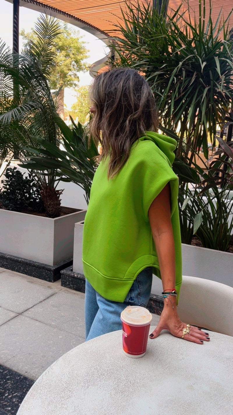 Lime Sleeveless Cool Nights Hoodie