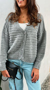 Grey V Cropped Knit Cardi