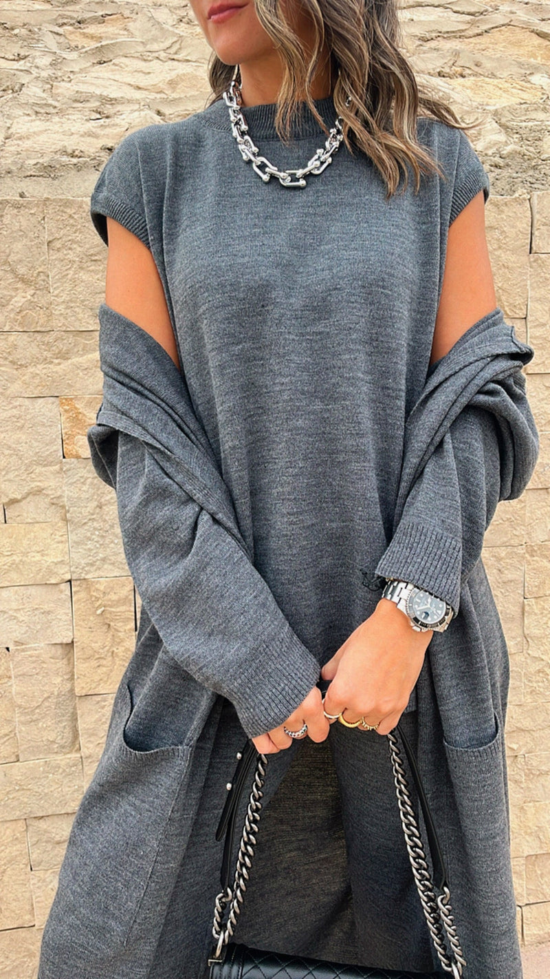 Grey 3 Piece Knit Set