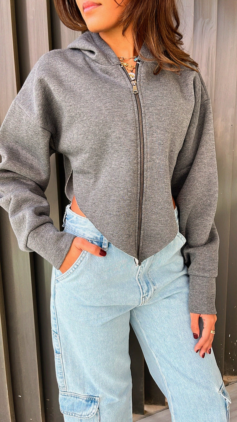 Dark Grey V Cropped Jacket