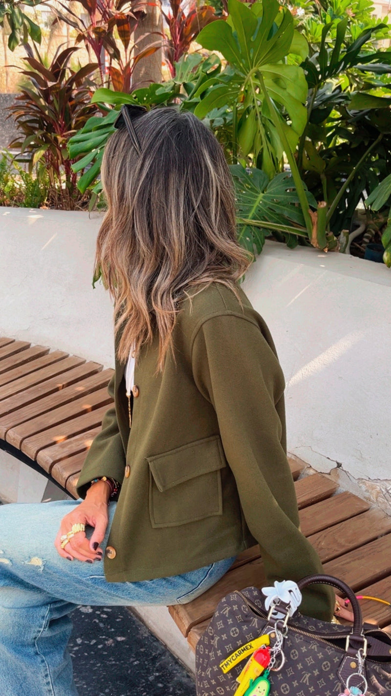 Olive Hit The Streets Cropped Jacket