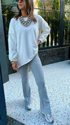 White Cotton High Low Sweater