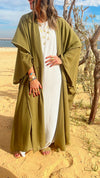 Olive Layered Hooded Kimono