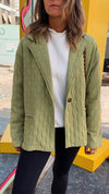 Mint Belted Quilted Blazer Jacket