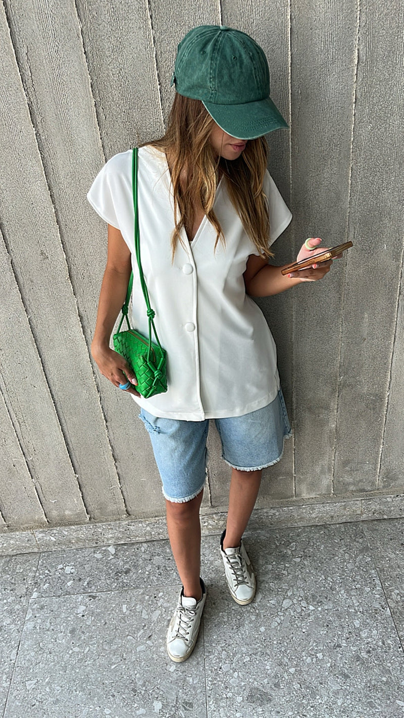 White Double Button Vest