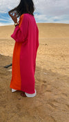 Orange & Green Color Block Kimono