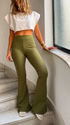 Olive Slim Flare Pants