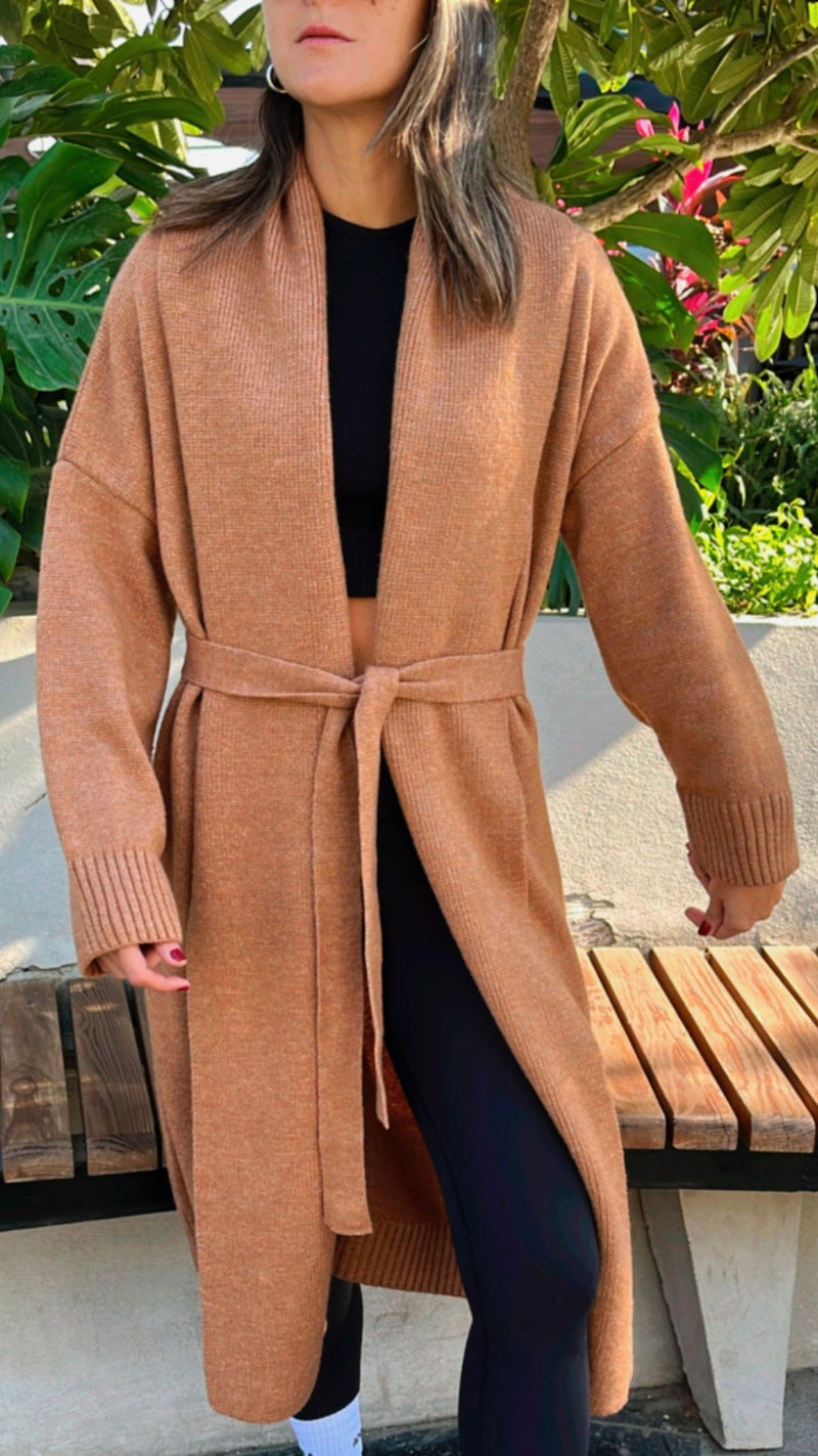 PREORDER Camel Knitted Maxi Cardigan