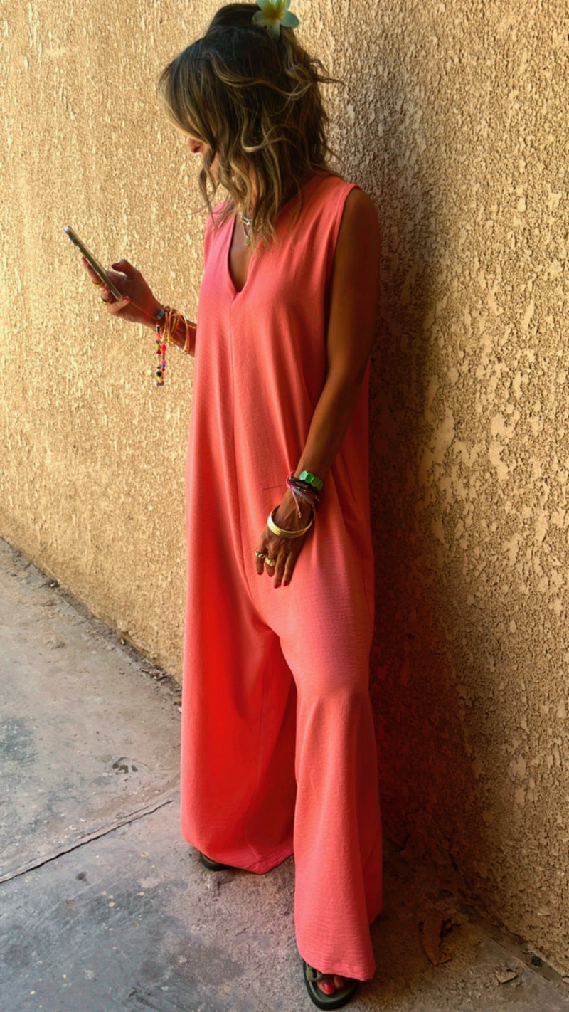 Pink Easy Day Loose Jumpsuit