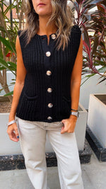 Black Golden Button Knit Vest