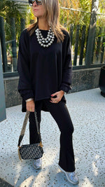 Black Cotton High Low Sweater