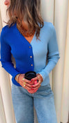 Blue & Baby Blue Contrast Knit Sweater