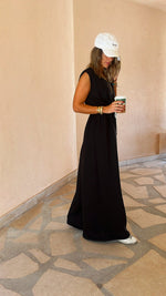 Black Parachute Tie Waist Linen Jumpsuit