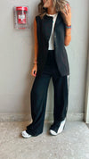 Black Side Stripe Down Pants