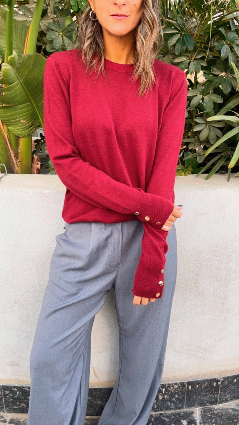 Burgundy Signature Crew Knit Sweater