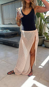 Beige Warmer Weather Crochet Wrap Skirt