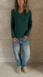 Teal V-Neck Contour Elevated Pullover