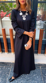 Black Crew Neck Ribbed Dress