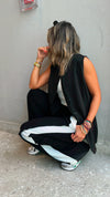 Black Side Stripe Down Pants