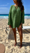 Green Warm Weather Crochet Mini Dress