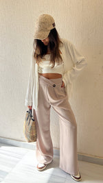 Beige Criss cross Soft Suit Pants