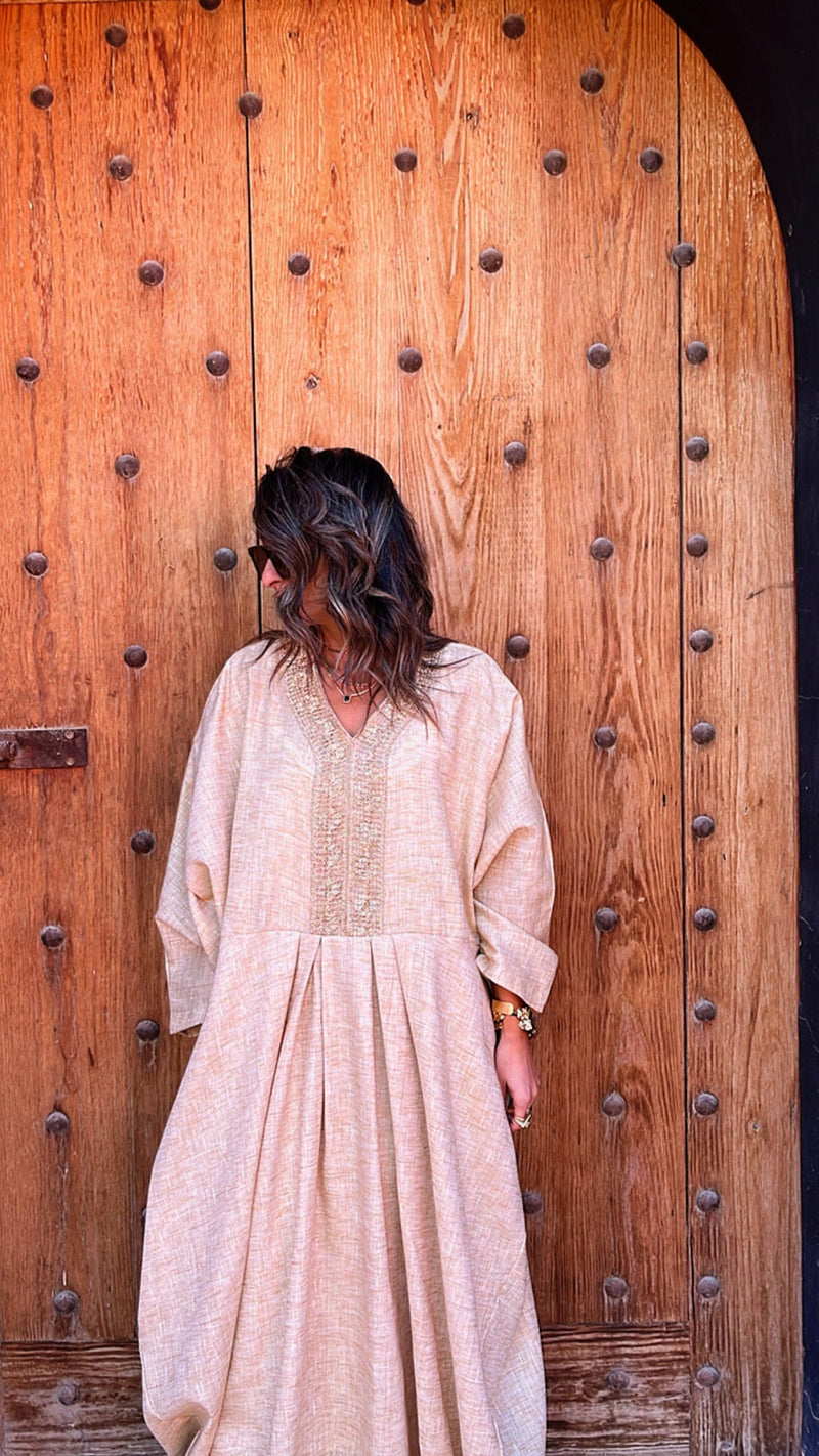 Linen Gold Detail Kaftan