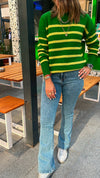 Green All About Stripes Pullover