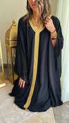 Black Golden Embellished Ramadan Kaftan