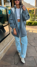 Grey Colorblock Oversized Jacket