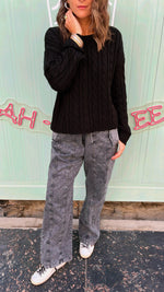 Black Cableknit Pullover