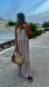 Beige Simple Style Tiered Dress