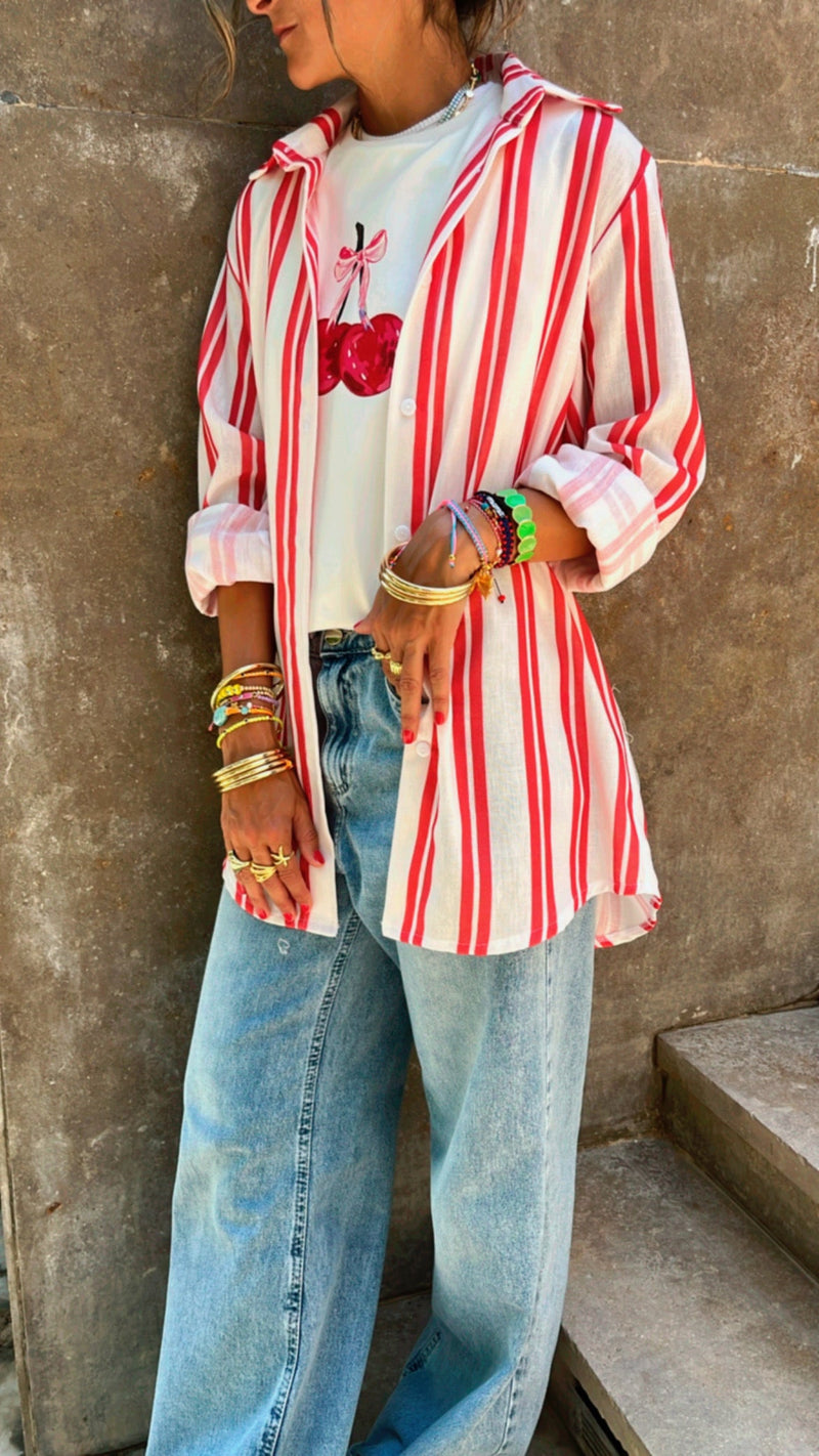 Red Candy Striper Shirt