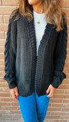 Black Braided Sleeve Cardigan