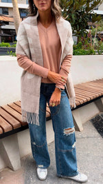 Beige Signature V Knit Sweater