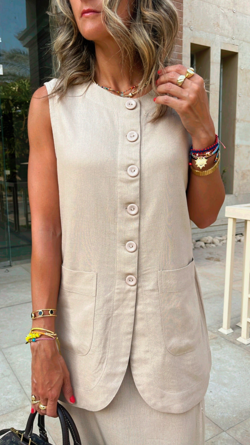 Beige Riviera Vest Set