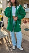 Green Colorblock Oversized Jacket