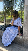 Baby Blue Snatch Waist Stripe Dress