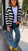 Black Striped Everyday Light Knit Cardigan